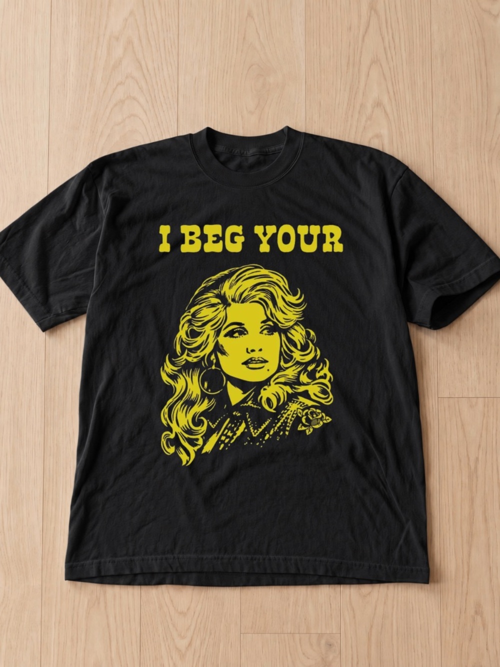 Dolly Parton I Beg Your Graphic T-Shirt Black Country Music Tee